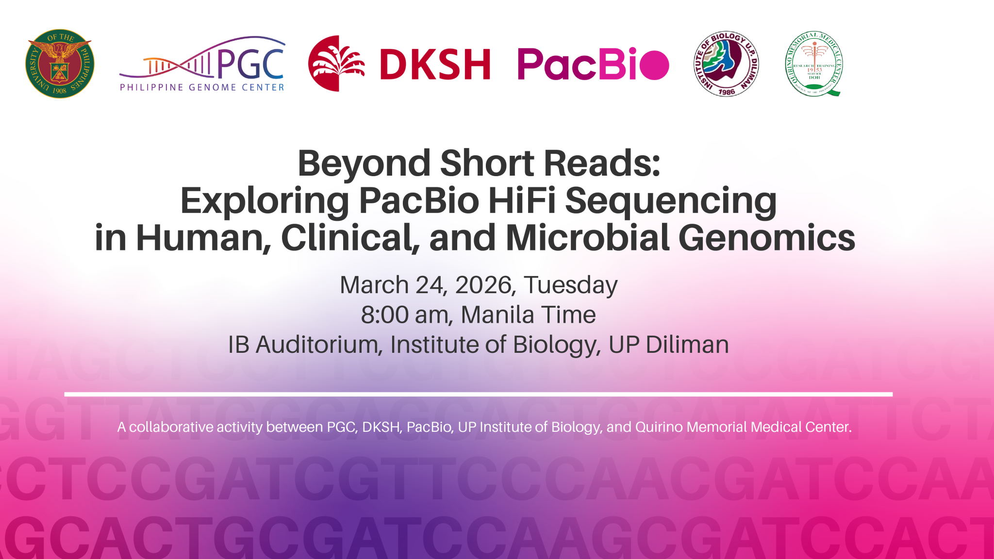 [Seminar & Workshop] Beyond Short Reads: Exploring PacBio HiFi Sequencing in Human, Clinical, and Microbial Genomics