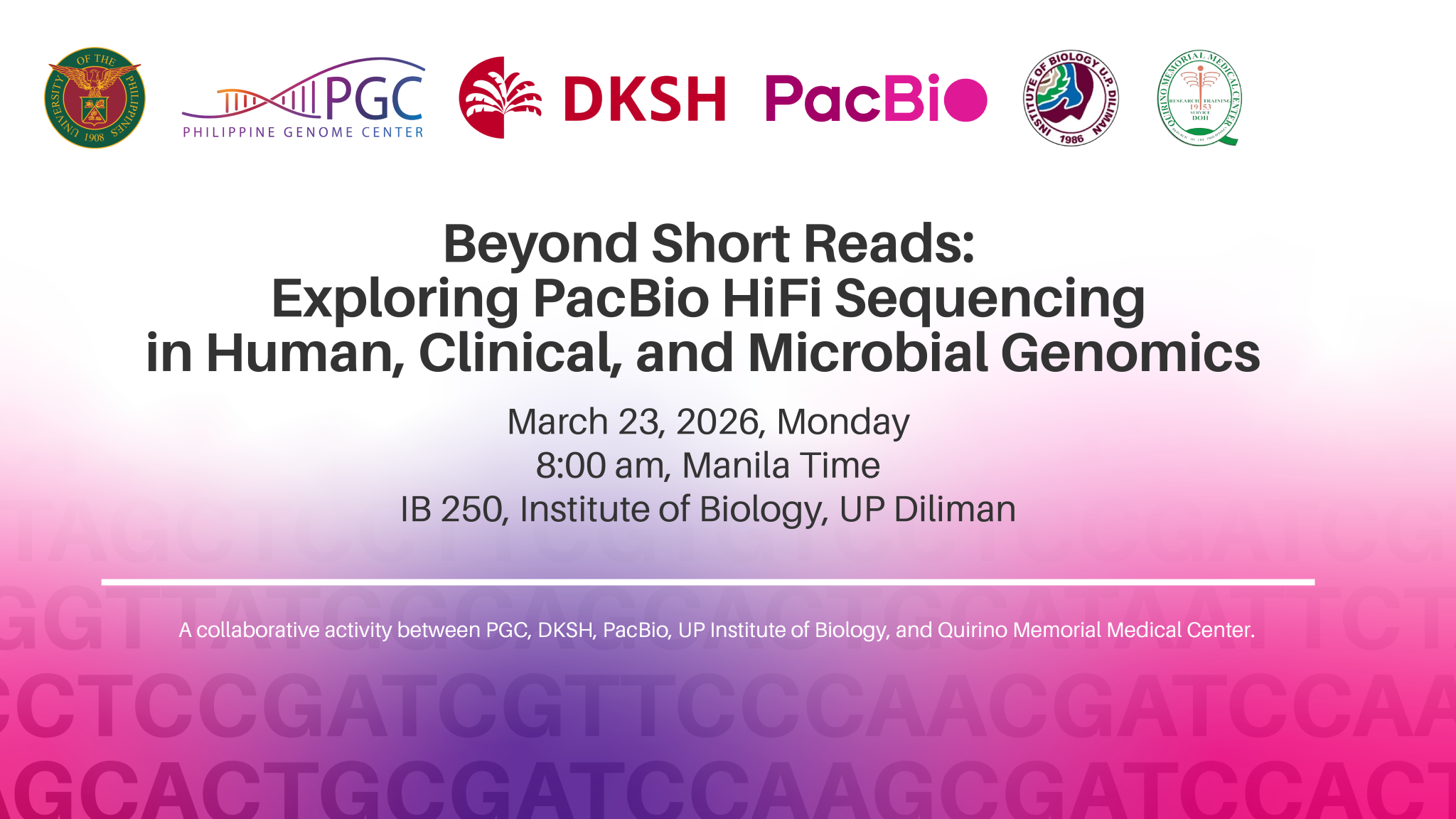 [Seminar & Workshop] Beyond Short Reads: Exploring PacBio HiFi Sequencing in Human, Clinical, and Microbial Genomics